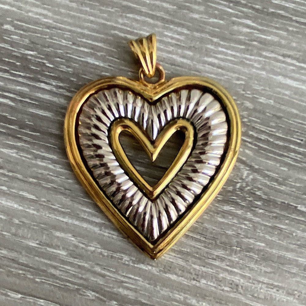 Elegant Gold and Silver Heart Pendant
